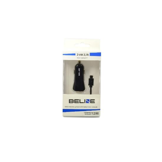 Auto punjač BELINE, 2xUSB-A + kabel USB-C, crni