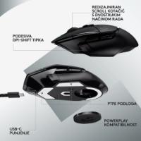 Miška LOGITECH Gaming G502 X Lightspeed, optički, 25000dpi, bežični, črni, USB