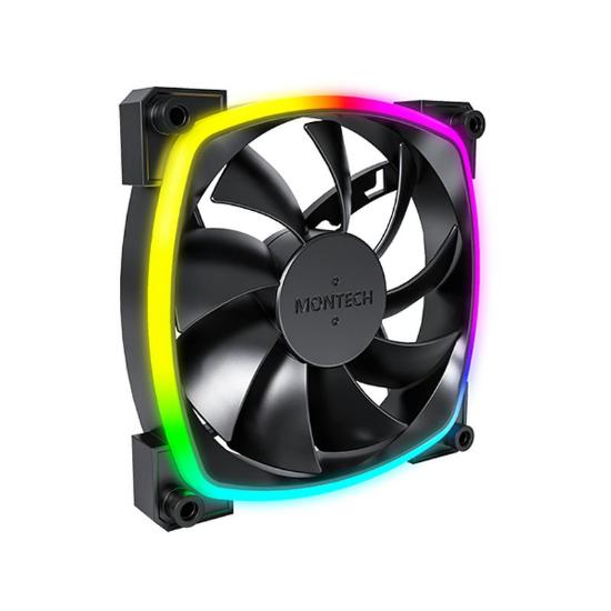 Ventilator MONTECH AX120 PWM, 120mm, 1600 okr/min, RGB, črni