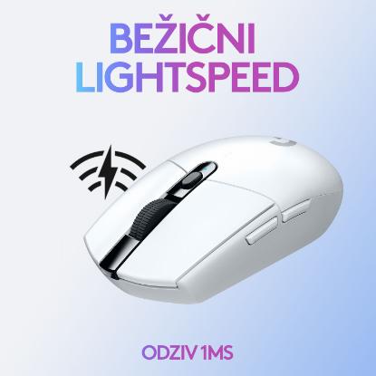 Miška LOGITECH Gaming G305 Lightspeed, bežični, optički, 12000dpi, beli, USB