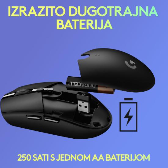 Miška LOGITECH Gaming G305 Lightspeed, bežični, optički, 12000dpi, lilac, USB