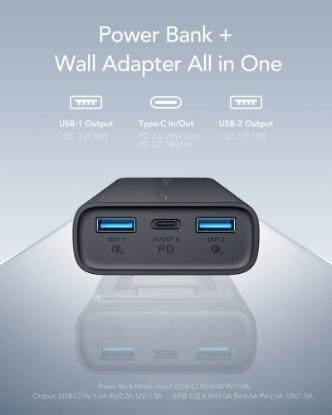 Mobilni USB punjač VEGER ACE100, 10000 mAh, ugrađena EU utičnica, crni