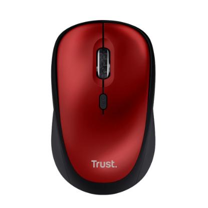 Miška TRUST Yvi+ Silent Wireless Mouse, optički, 1600dpi, bežični, USB, rdeči