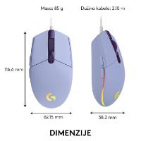 Miška LOGITECH Gaming G102 Lightsync, optički, 8000dpi, lilac, USB