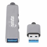 USB HUB MANHATTAN, 4-portni, 1xUSB 3.0, 3xUSB 2.0, aluminijski, srebrni