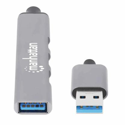 USB HUB MANHATTAN, 4-portni, 1xUSB 3.0, 3xUSB 2.0, aluminijski, srebrni
