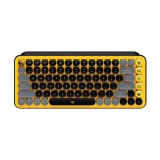 Tipkovnica LOGITECH POP Keys, mehanička, brezžična, US Layout, USB, žuto/črna