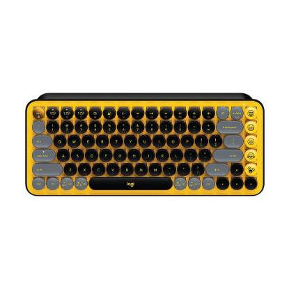 Tipkovnica LOGITECH POP Keys, mehanička, brezžična, US Layout, USB, žuto/črna