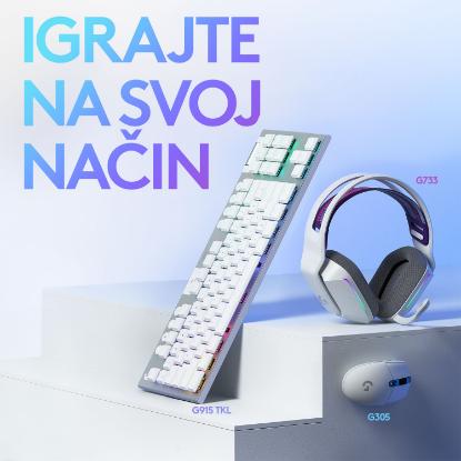 Miška LOGITECH Gaming G305 Lightspeed, bežični, optički, 12000dpi, beli, USB