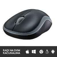 Miška LOGITECH M185, optički, bežični, 1000dpi, crno-sivi