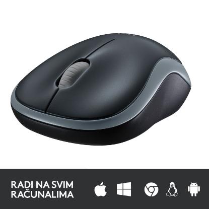 Miška LOGITECH M185, optički, bežični, 1000dpi, crno-sivi