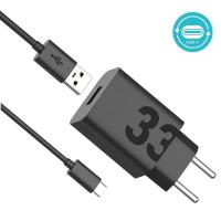 Kućni punjač MOTOROLA Turbo Power, 33W, USB-A, USB-C na USB-A kabel, crni