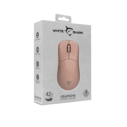Miška WHITE SHARK Graphene, optički, 12400dpi, rozi