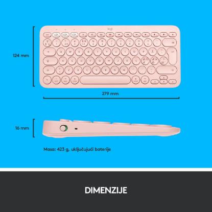 Tipkovnica LOGITECH K380, BT, kompaktna, za Mac, roza
