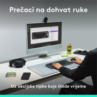 Tipkovnica LOGITECH POP Icon Keys, brezžična, US Layout, BT, ljubičasto-bela