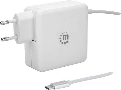 Kućni punjač MANHATTAN, 60W, USB-C kabel PD 3.0, USB-A, bijeli