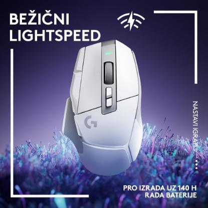 Miška LOGITECH Gaming G502 X Lightspeed, optički, 25000dpi, bežični, beli, USB
