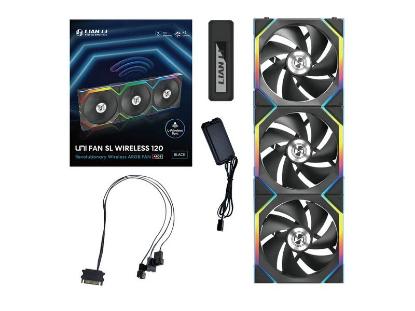 Ventilator LIAN LI UNI FAN SL Wireless, ARGB, 120mm PWM, 3-pack komplet + krmilnik, črni