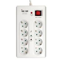 Prenaponska zaštita COMMEL, 8 utičnica, 2xUSB-A, 3m, bijela