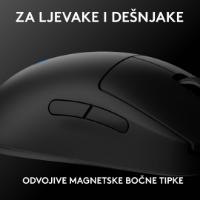 Miška LOGITECH Pro 2 Lightspeed, RGB, optički, bežični, 32000dpi, črni