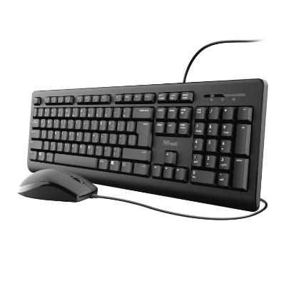 Tipkovnica + miška TRUST Primo, USB, UK layout, črna