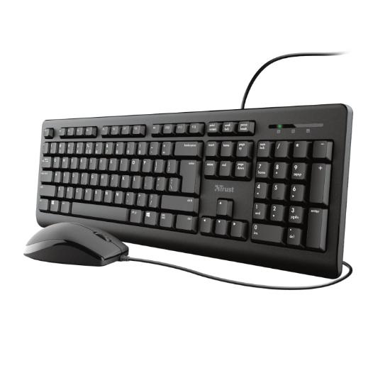Tipkovnica + miška TRUST Primo, USB, UK layout, črna