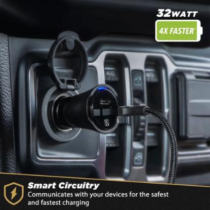 Auto punjač SCOSCHE PowerVolt PD32, dual port 20W USB-C PD + 12W USB-A