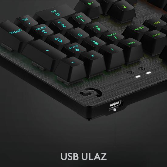 Tipkovnica LOGITECH Gaming G513 Carbon, RGB, mehanička, GX Brown Tactile, US layout, črna
