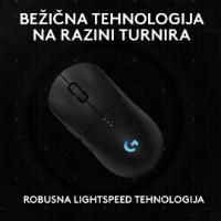 Miška LOGITECH Pro 2 Lightspeed, RGB, optički, bežični, 32000dpi, črni