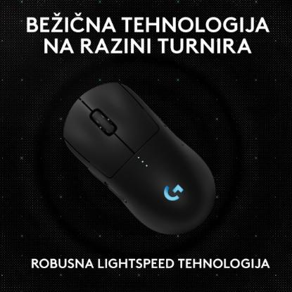 Miška LOGITECH Pro 2 Lightspeed, RGB, optički, bežični, 32000dpi, črni