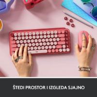 Tipkovnica LOGITECH POP Keys, mehanička, brezžična, US Layout, USB, crveno/roza