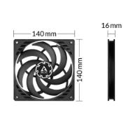 Ventilator ARCTIC P14 Slim PWM PST, 140mm, 1800 okr/min, črni