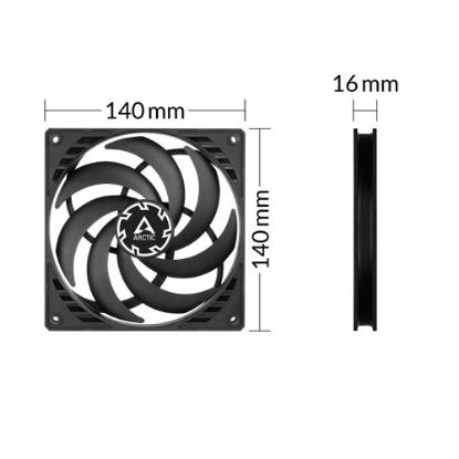 Ventilator ARCTIC P14 Slim PWM PST, 140mm, 1800 okr/min, črni