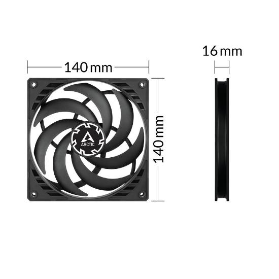 Ventilator ARCTIC P14 Slim PWM PST, 140mm, 1800 okr/min, črni