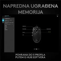 Miška LOGITECH Gaming G PRO HERO, 16000dpi, črni, USB