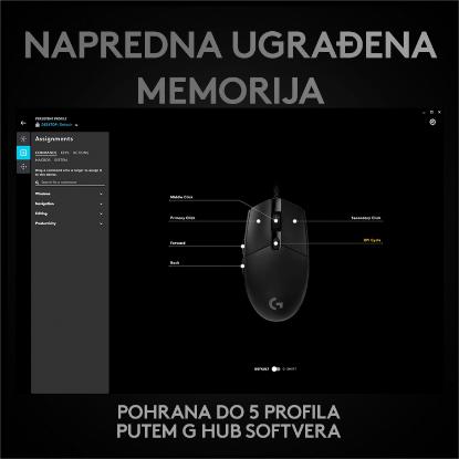 Miška LOGITECH Gaming G PRO HERO, 16000dpi, črni, USB