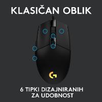 Miška LOGITECH Gaming G102 Lightsync, optički, 8000dpi, črni, USB