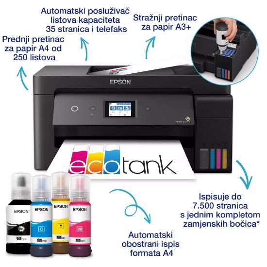 Multifunkcijski Tiskalnik EPSON ITS L14150, Tiskalnik/scanner/copy/fax, Eco Tank, 4800 dpi, USB, LAN, WiFi