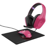 Miška + podloga za Miška + slušalke TRUST GXT 790, USB, optički, rozi