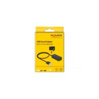Adapter DELOCK, USB-A (M) na 2x3.5mm (Ž), 0.4m, crni