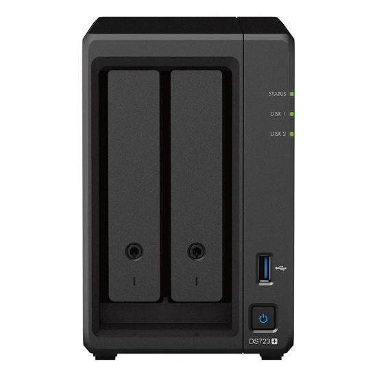 NAS server SYNOLOGY DiskStation DS723+, 2-bay All-in-1 NAS server, 2.5"/3.5" HDD/SSD podrška, Hot Swappable HDD, Wake on LAN/WAN, 2GB, 2×G-LAN, USB3.2 Gen 1/eSATA
