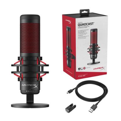 Mikrofon HyperX QuadCast HX-MICQC-BK, namizni, črno-rdeči