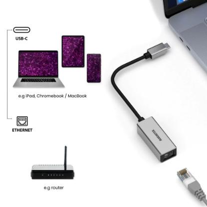 Mrežni adapter MARMITEK, USB-C na G-LAN, srebrni