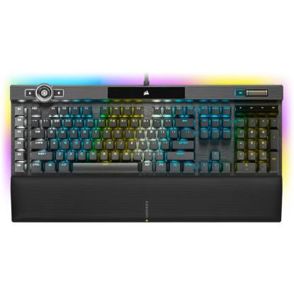 Tipkovnica CORSAIR K100 RGB, optičko-mehanička, Corsair OPX, US Layout, USB, črna