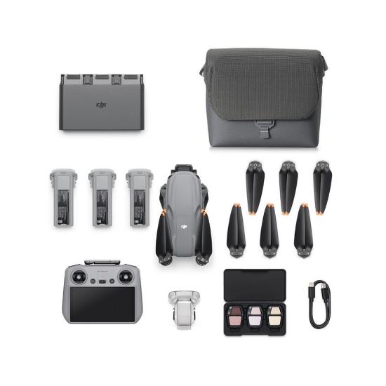 Dron DJI Air 3S Fly More Combo (DJI RC 2), 4K UHD kamera, 3-axis gimbal, vrijeme leta do 45min, upravljanje daljinskim upravljačem, sivi