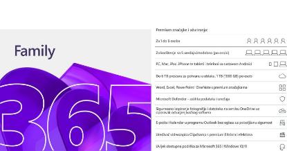 Office MICROSOFT 365 Family, letna naročnina