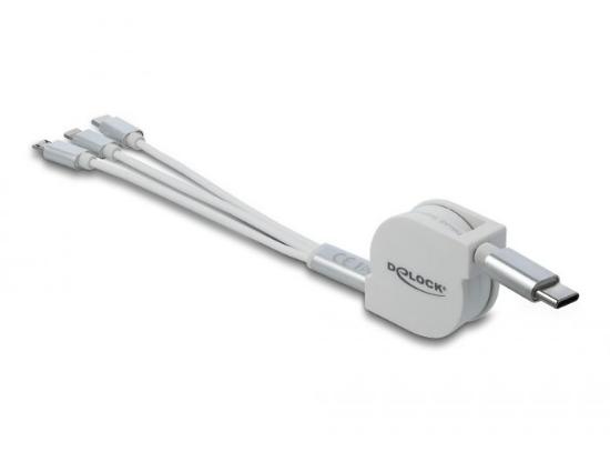 Kabel DELOCK 3-u-1, USB-C na Apple iPhone Lightning / USB Micro-B / USB-C