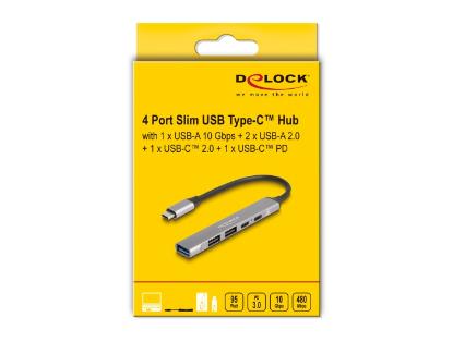USB HUB DELOCK, USB-C na 2 USB-A 2.0, 1 USB-A 3.2 Gen 2, 1 USB-C 2.0, 1 USB-C 3.2 Gen 2