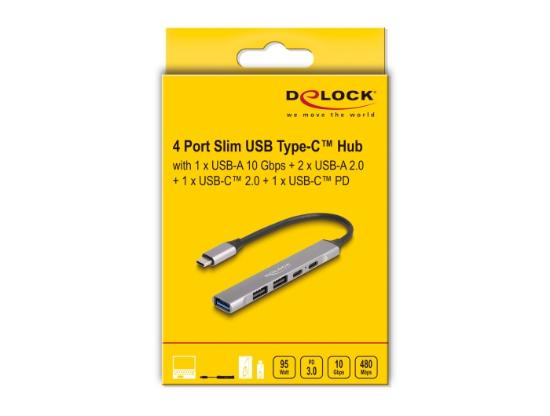 USB HUB DELOCK, USB-C na 2 USB-A 2.0, 1 USB-A 3.2 Gen 2, 1 USB-C 2.0, 1 USB-C 3.2 Gen 2