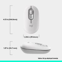 Miška LOGITECH POP, optički, bežični, USB, BT, 1000dpi, beli